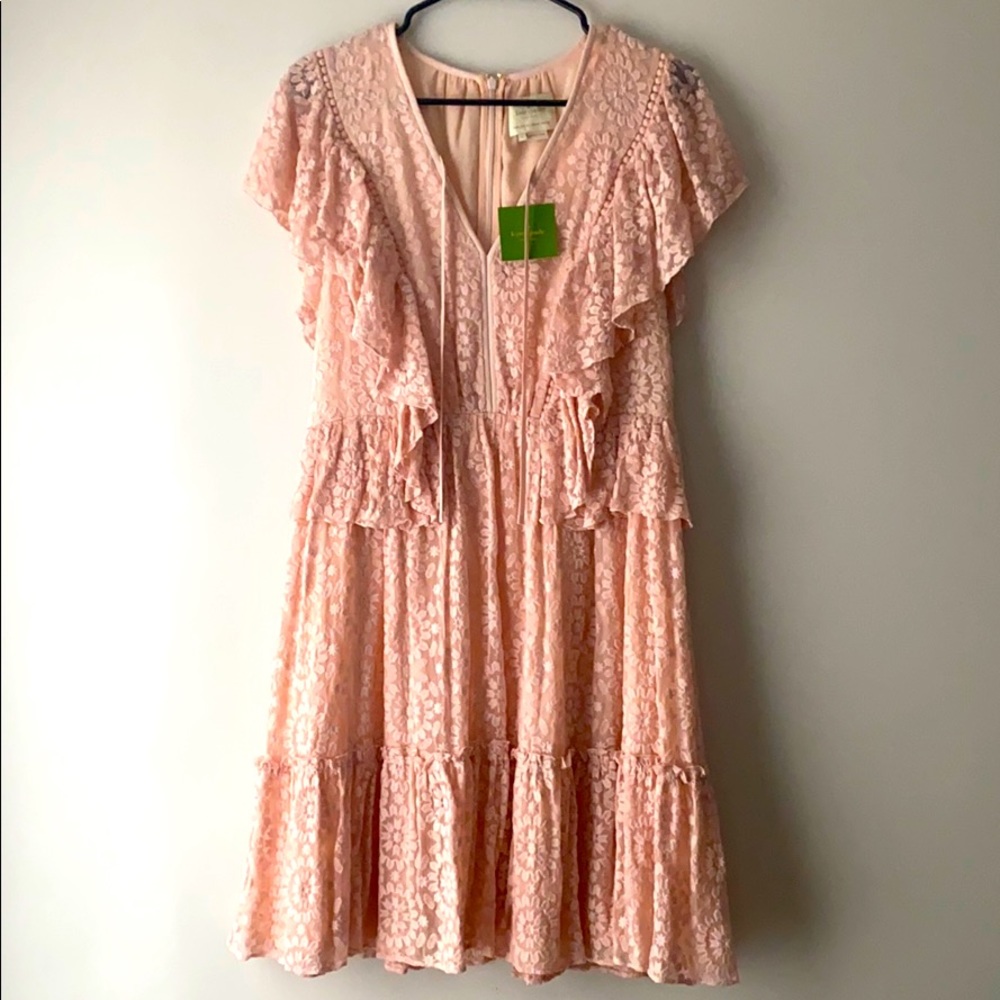 Kate Spade pink embroidered chiffon dress sz 8